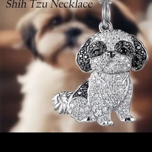Sparkling ShihTzu Dog Pendant Necklace, NWOT